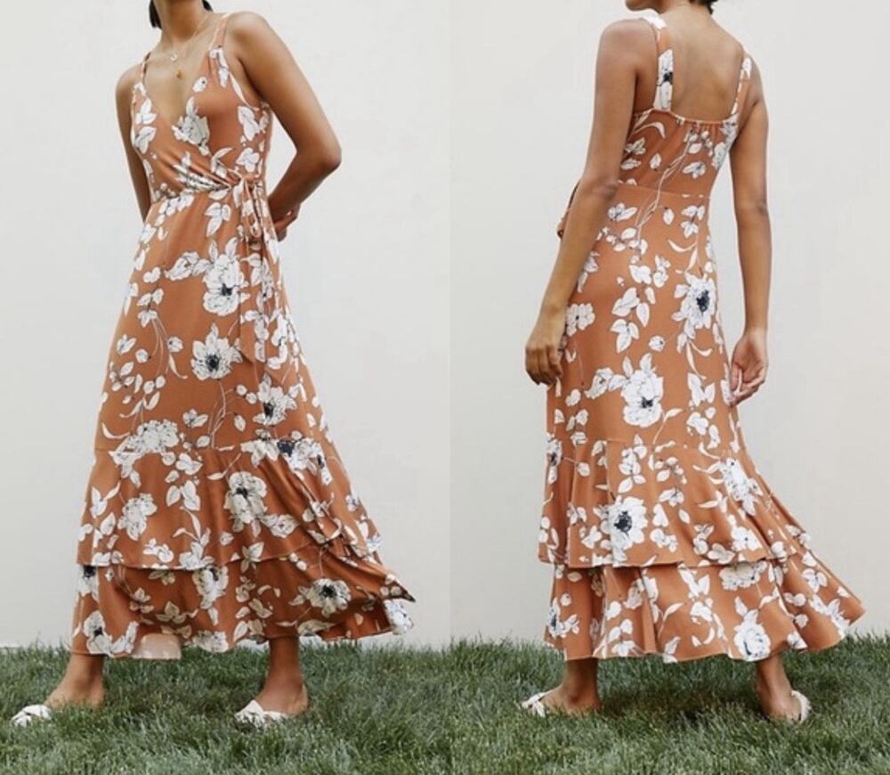 Anthropology Ruffled Floral Midi Dress Md Princess